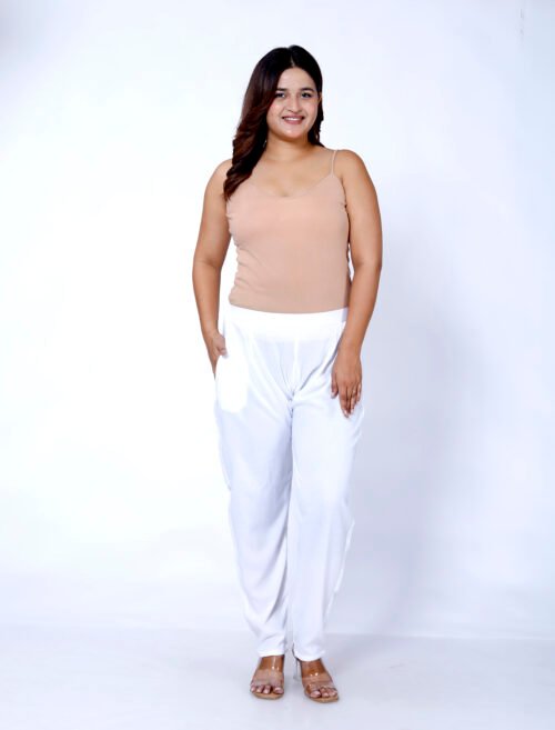 Rayon Women's pant- White-P1 - Image 3