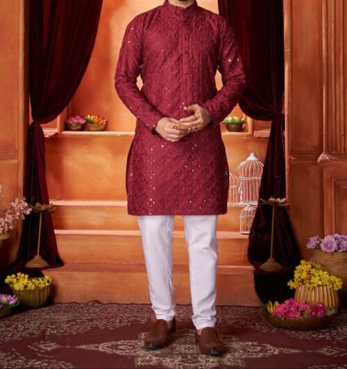 2PCS MARRIAGE SPECIAL MEN'S WEAR KURTA PENT COLLECTION - Image 4