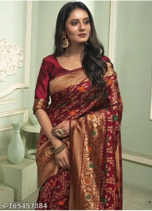 LICHI BANARASI SAREE COLLECTION  MANY DESIGNS  FULL SIZE WITH BLOUSE - Image 11