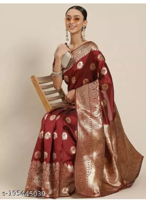 LICHI BANARASI SAREE COLLECTION  MANY DESIGNS  FULL SIZE WITH BLOUSE - Image 16