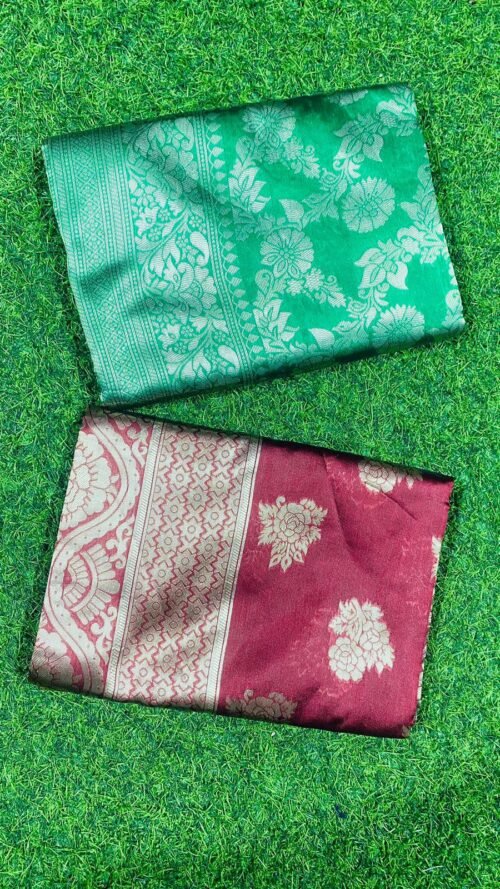 LICHI BANARASI SAREE COLLECTION  MANY DESIGNS  FULL SIZE WITH BLOUSE - Image 17