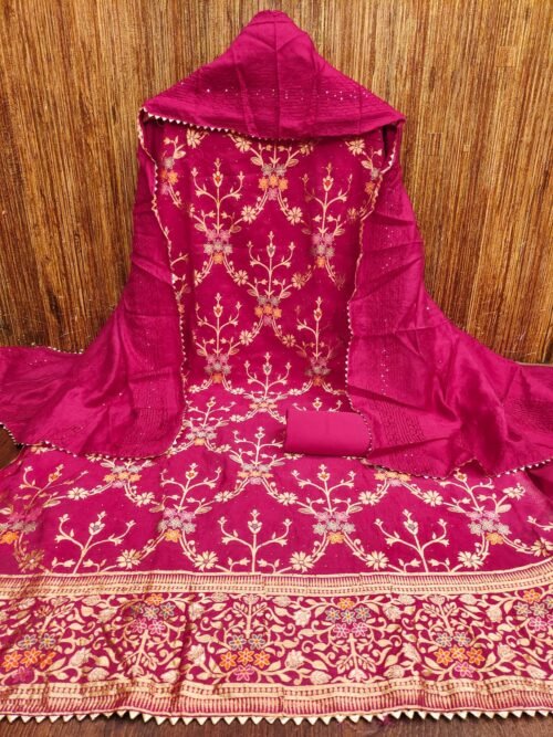 Chanderi Minakari Jequred Dress material