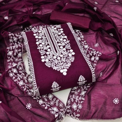 Chanderi Modal work Dress material - Image 6