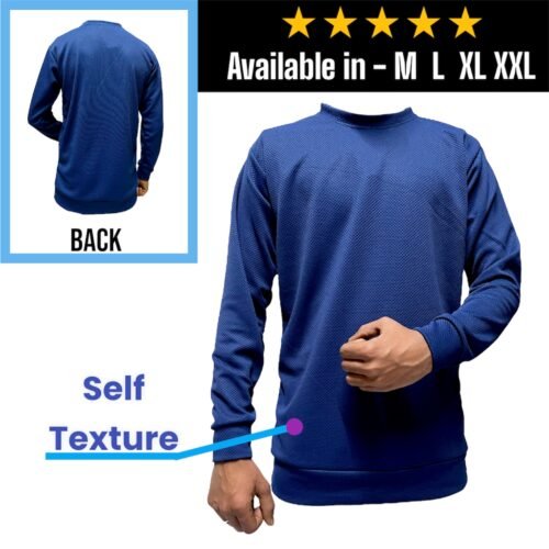 Premium Full Layered Solid Self Textured T Shirt - Image 3