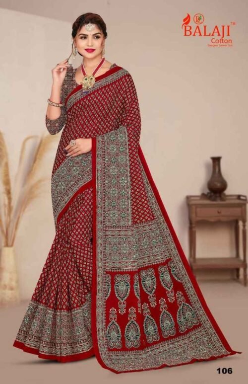 Balaji Ajark Masleen  Cotton Saree - Image 2