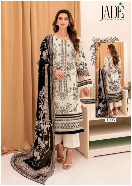 Jade Chevron Hit Design Collection Lawn Cotton Dress Material - Image 4