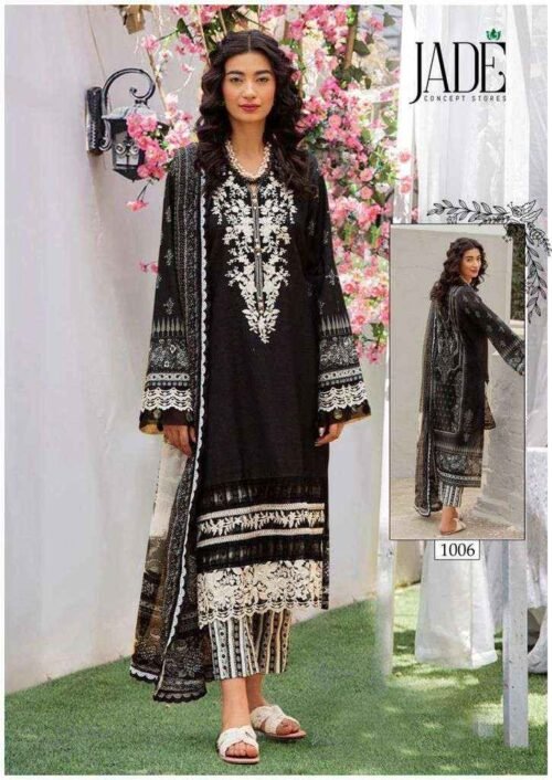 Jade Chevron Hit Design Collection Lawn Cotton Dress Material - Image 5