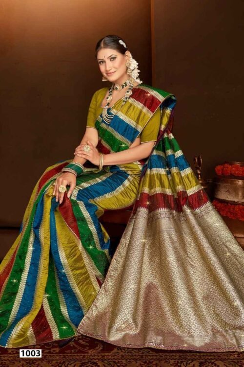 latest collections of Saroj Shivika Organza Swarovski Saree