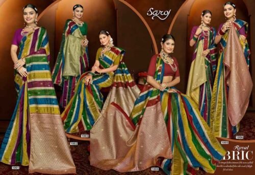 latest collections of Saroj Shivika Organza Swarovski Saree - Image 3