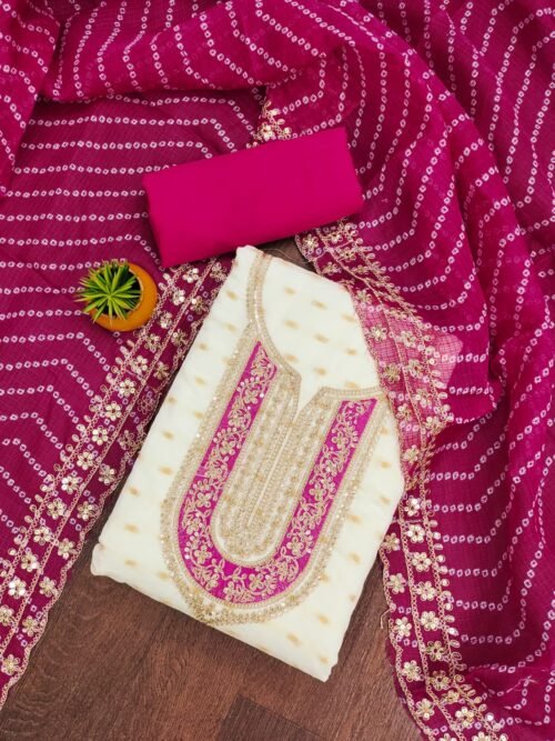 Chanderi Booti Dress material - Image 10