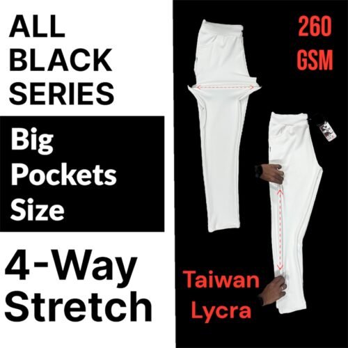 Premium Imported Taiwan Lycra Lower white Series 260 GSM - Image 3