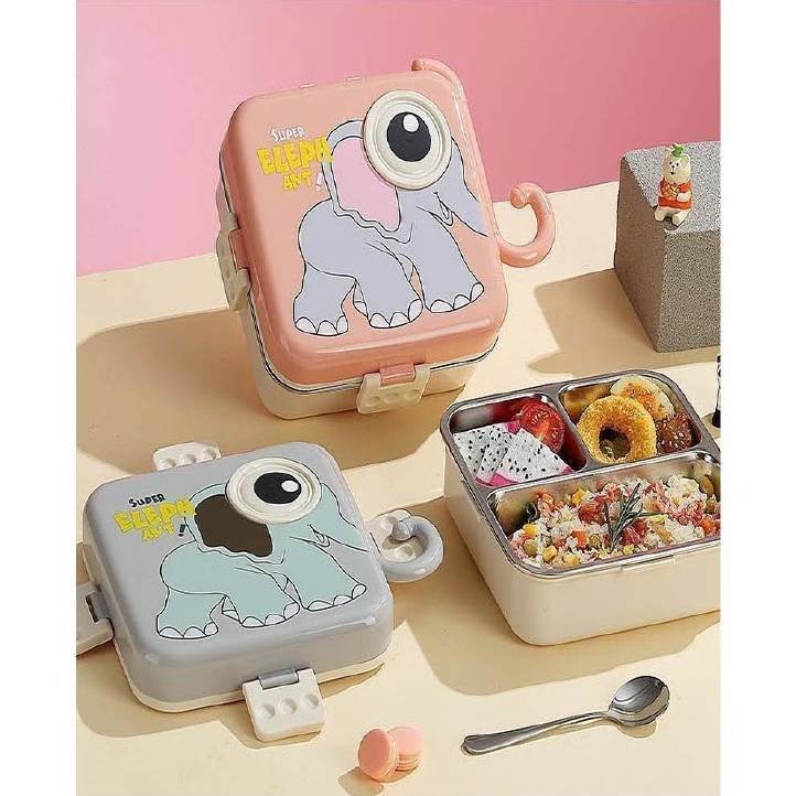 Nabhya 3 Compartment, Cartoon Print, Chicken Design Stainless Steel,Lunch Box for Kid Double Decker Design, Leakproof, BPA-Free Lunch Box 2 Nabhya 3 Compartment, Cartoon Print, Chicken Design Stainless Steel,Lunch Box for Kid Double Decker Design, Leakproof, BPA-Free Lunch Box