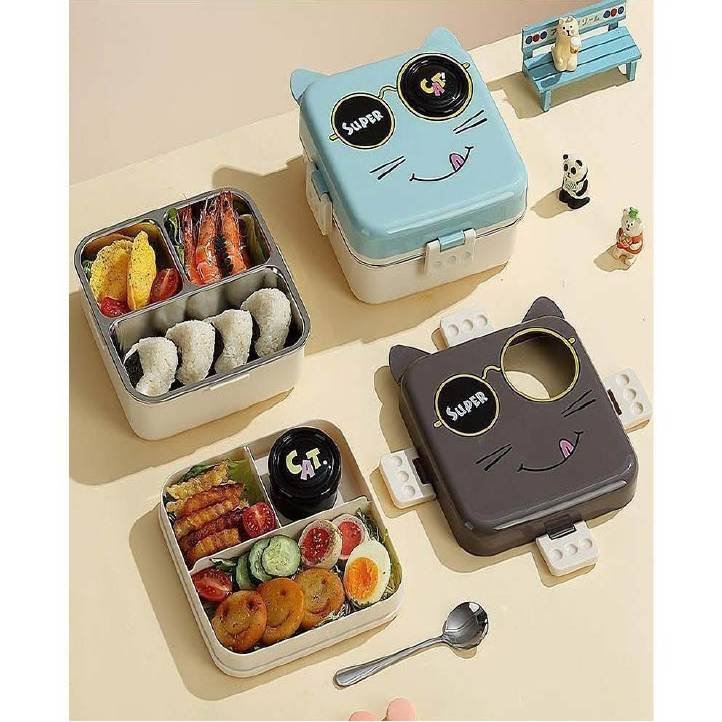 Nabhya 3 Compartment, Cartoon Print, Chicken Design Stainless Steel,Lunch Box for Kid Double Decker Design, Leakproof, BPA-Free Lunch Box 2 Nabhya 3 Compartment, Cartoon Print, Chicken Design Stainless Steel,Lunch Box for Kid Double Decker Design, Leakproof, BPA-Free Lunch Box