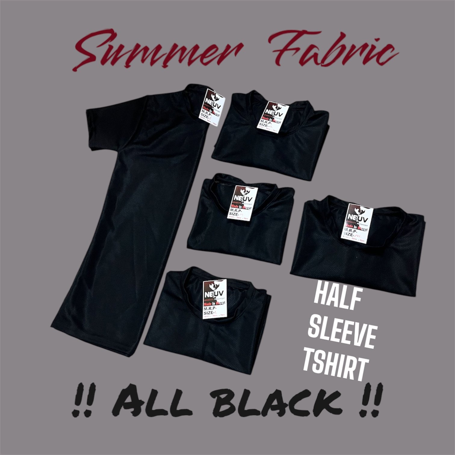 Men Solid Black T Shirt For Summer Wear 3 Men Solid Black T Shirt For Summer Wear - Image 2