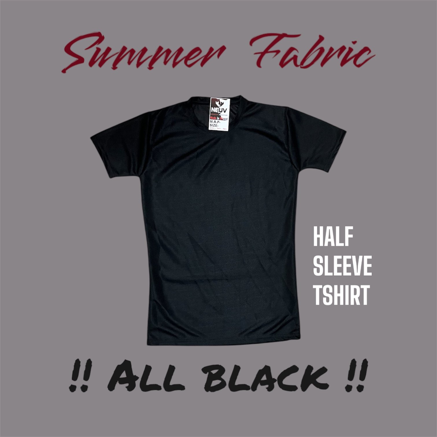 Men Solid Black T Shirt For Summer Wear 4 Men Solid Black T Shirt For Summer Wear - Image 3