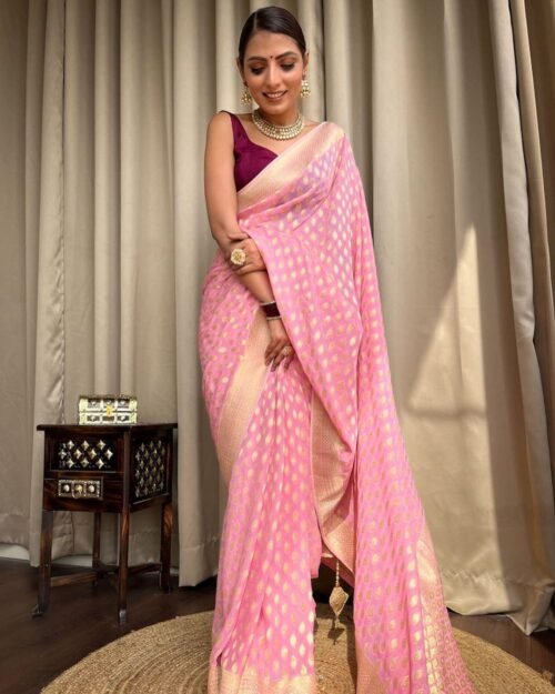 Beautiful soft litchi silk saree - Image 5