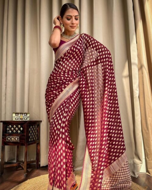 Beautiful soft litchi silk saree - Image 7