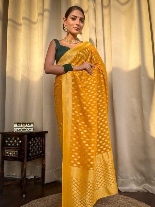 Beautiful soft litchi silk saree - Image 8