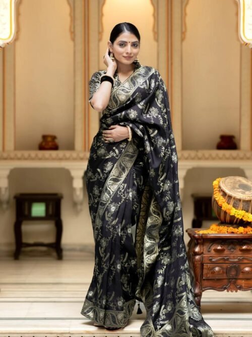 Beautiful soft litchi silk saree