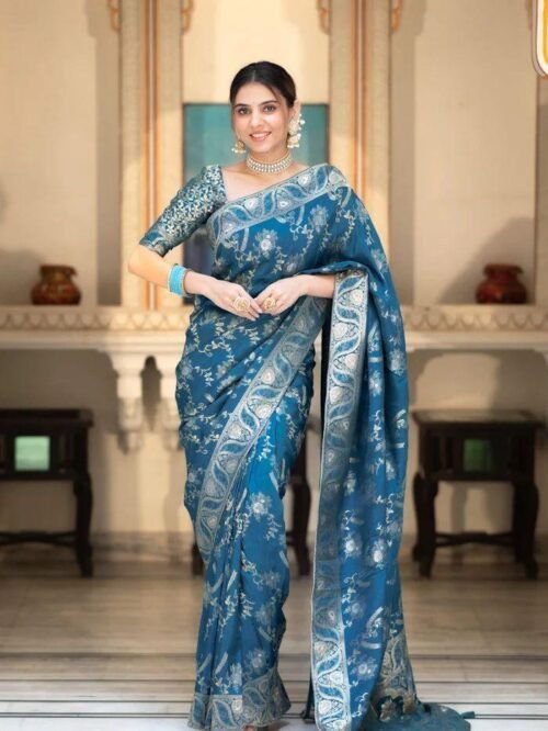 Beautiful soft litchi silk saree - Image 4