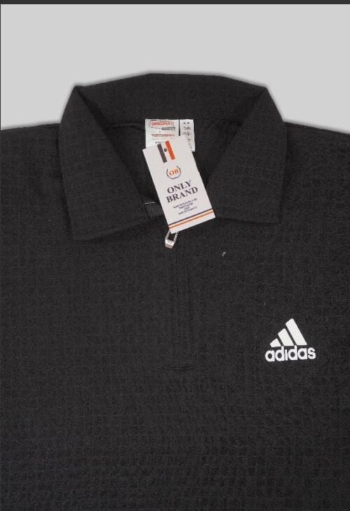 Brand COLLAR TSHIRT HALF SLEEVE FRONT logo Polyester self knit FABRIC - Image 2