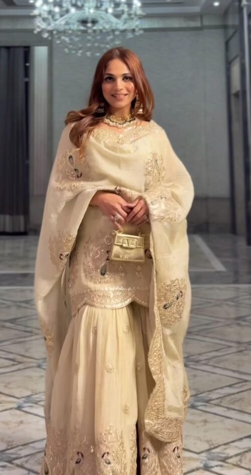 Heavy Embroidery Coding Dori-Sequence Work Top-Bottom And Dupatta Set - Image 2