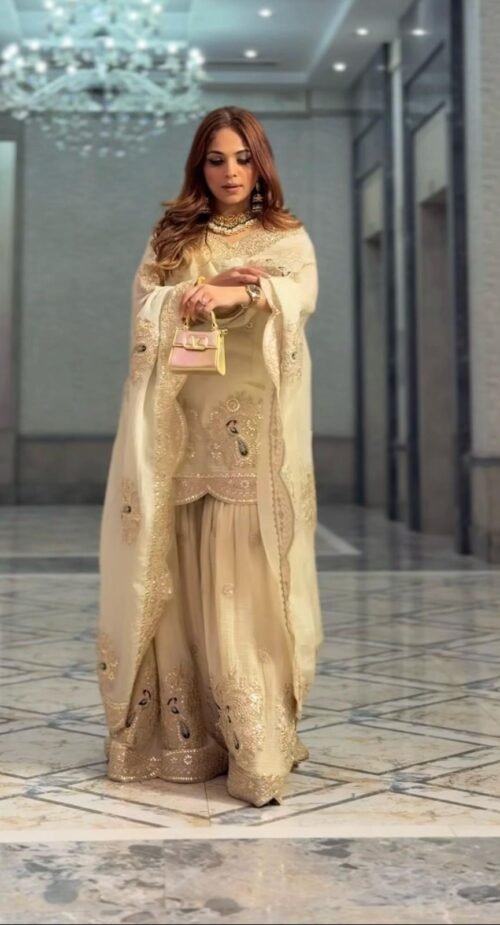 Heavy Embroidery Coding Dori-Sequence Work Top-Bottom And Dupatta Set - Image 3