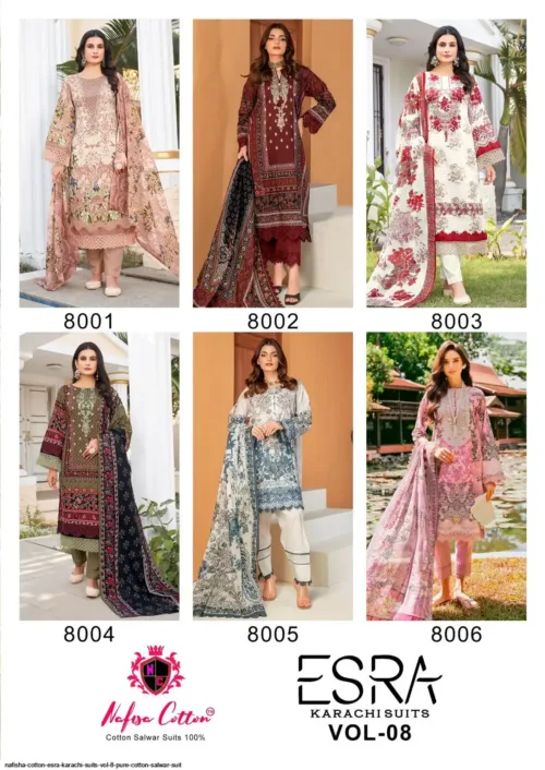 NAFISHA COTTON ESRA KARACHI SUITS VOL 8 PURE COTTON SALWAR SUIT - Image 2