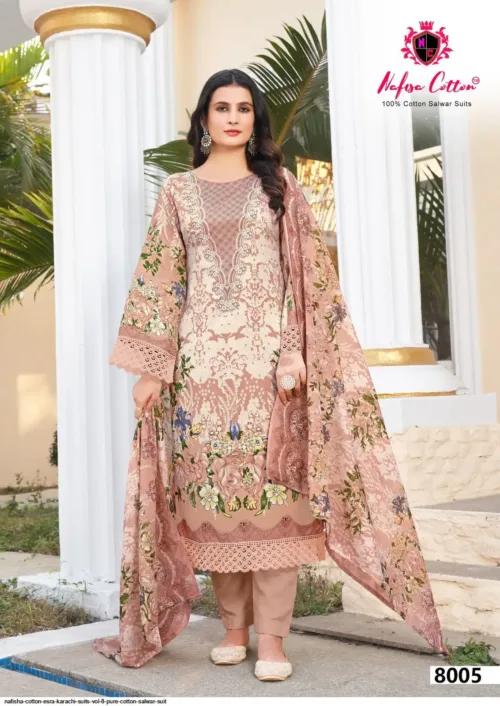 NAFISHA COTTON ESRA KARACHI SUITS VOL 8 PURE COTTON SALWAR SUIT - Image 3
