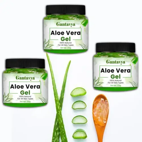 Gantavya 100% Bio Organic Aloe Vera Gel For Skin Acne, Scars, Dark spots Face & Hair Care (450 ml)