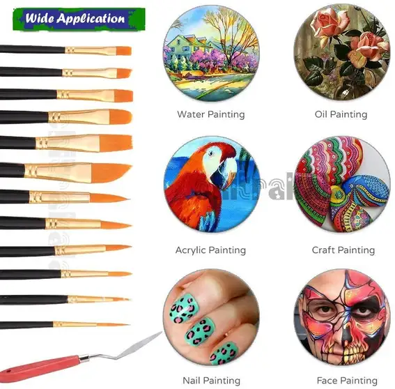 Painting Brushes Professional Round Pointed Nylon Hair for Acrylic Oil Painting 3 Painting Brushes Professional Round Pointed Nylon Hair for Acrylic Oil Painting - Image 2
