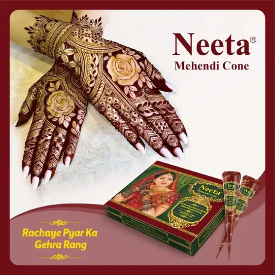 Neeta Mehendi Cone Temporary Tattoos Women Natural Mehendi (Pack of 12) 3 Neeta Mehendi Cone Temporary Tattoos Women Natural Mehendi (Pack of 12) - Image 2