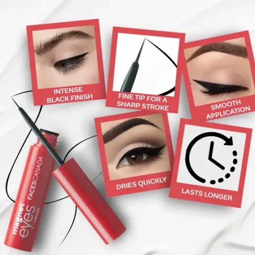 FACES CANADA Magneteyes Liquid Eyeliner | Natural Black Finish | Long Lasting | Quick Drying 3.5 ml (DEEP BLACK) - Image 6