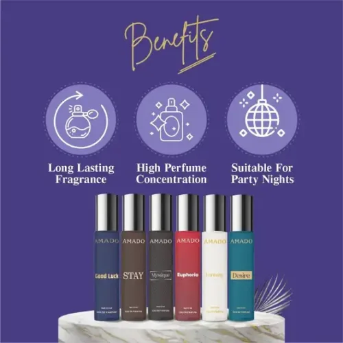 Amado Pack of 6 Designer Long Lasting Fragrances - 10ml Each - Image 3