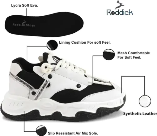 GRACEFUL FASHOINBALE ULTRALIGHT STYLISH WALKING SNEAKARS CASUAL SHOES FOR MENS Sneakers For Men (White) - Image 3