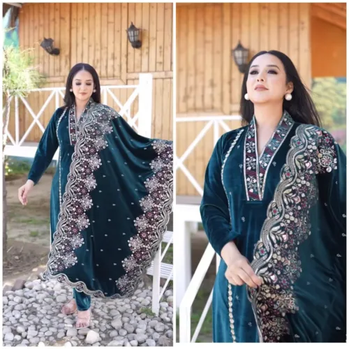 EMBROIDERY WORK SUIT WITH PLAZO AND DUPATTA  - Image 5