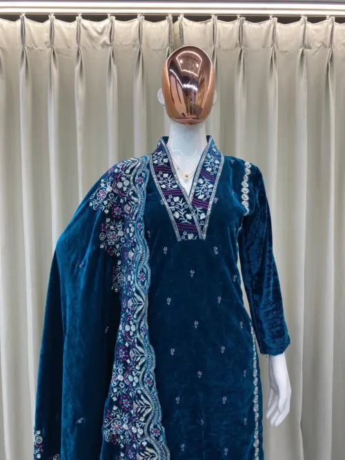 EMBROIDERY WORK SUIT WITH PLAZO AND DUPATTA  - Image 2
