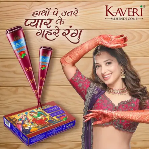 Kaveri Organic Mehendi Cone For Bridal Hands Design & Festivals and Special Occasions With Pure Leaves of Natural Henna (Pack of 5) Natural Mehendi (Pack of 60) - Image 3