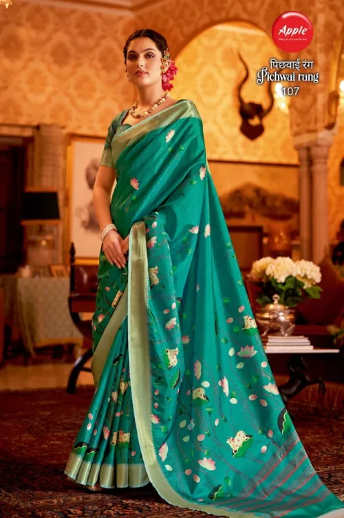Pichwai Paint Cotton Silk Saree - Image 6