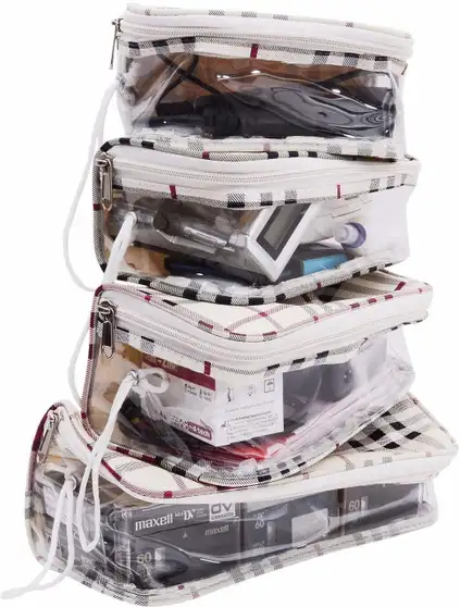 VYORA Set of 4 Multipurpose Transparent Travel Pouch Makeup Toiletry Kit Bag Cosmetic Bag (Pack of 4) 2 VYORA Set of 4 Multipurpose Transparent Travel Pouch Makeup Toiletry Kit Bag Cosmetic Bag (Pack of 4)