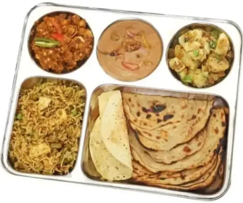 WEKTU Stainless Steel 5 in 1 LUNCH/DINNER/BHOJAN Thali With 5 Compartments Dinner Plate - Image 3