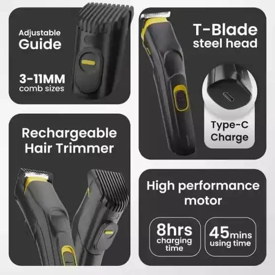 RACCOON Trimmer Men Runtime: 60 min Trimmer for Men (Black, Yellow) 6 RACCOON Trimmer Men Runtime: 60 min Trimmer for Men (Black, Yellow) - Image 5