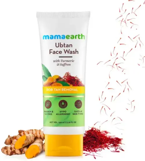 Mamaearth Ubtan Natural  for Dry Skin with Turmeric & Saffron for Tan removal and Skin brightning 100 ml - SLS & Paraben Free Women Dry Skin Face Wash (100 ml)