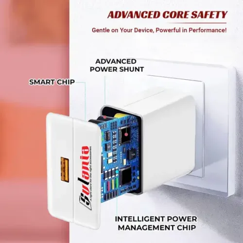 80W Fast Charger with Type-C Cable Universal Android Compatibility Charging 8 A Mobile Charger with Detachable Cable (White) - Image 4