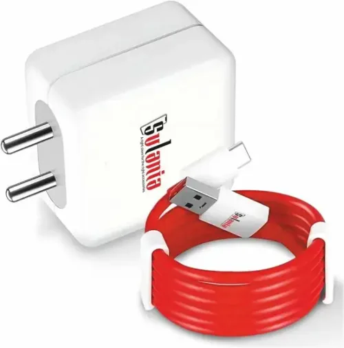 80W Fast Charger with Type-C Cable Universal Android Compatibility Charging 8 A Mobile Charger with Detachable Cable (White)