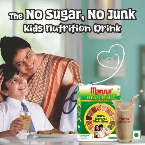 Manna Health Mix - Kids Nutrition Drink with Millets & Multigrain|Zero Junk & No Sugar (250 g) - Image 4