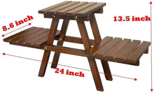 Artesia Wooden Plant Stand for Balcony Living Room Indoor Outdoor Plant Stand Solid Wood Side Table (Finish Color - Brown, Pre-assembled) - Image 2