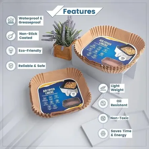 100pc square air fryer disposable paper liner non stick paper original imahad67gvyxcfag | VastrMitr