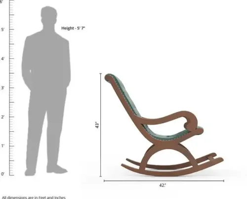 House of Pataudi Rosewood (Sheesham) Rocking Chair with Footrest and Cushion || Wood Rocking Chair for Living Room || Home Decor || Easy Chair || Modern Style Chair Solid Wood 1 Seater Rocking Chairs (Finish Color - Brown, Pre-assembled) - Image 2