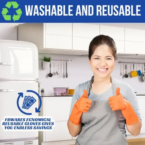 F8WARES Multipurpose Washable Heavy-duty Latex Rubber Reusable Gardening Kitchen Dish washing Cleaning Industrial Hand Gloves For Men Women 12 Inch Long Wet and Dry Glove Set (Large Pack of 2) - Image 6